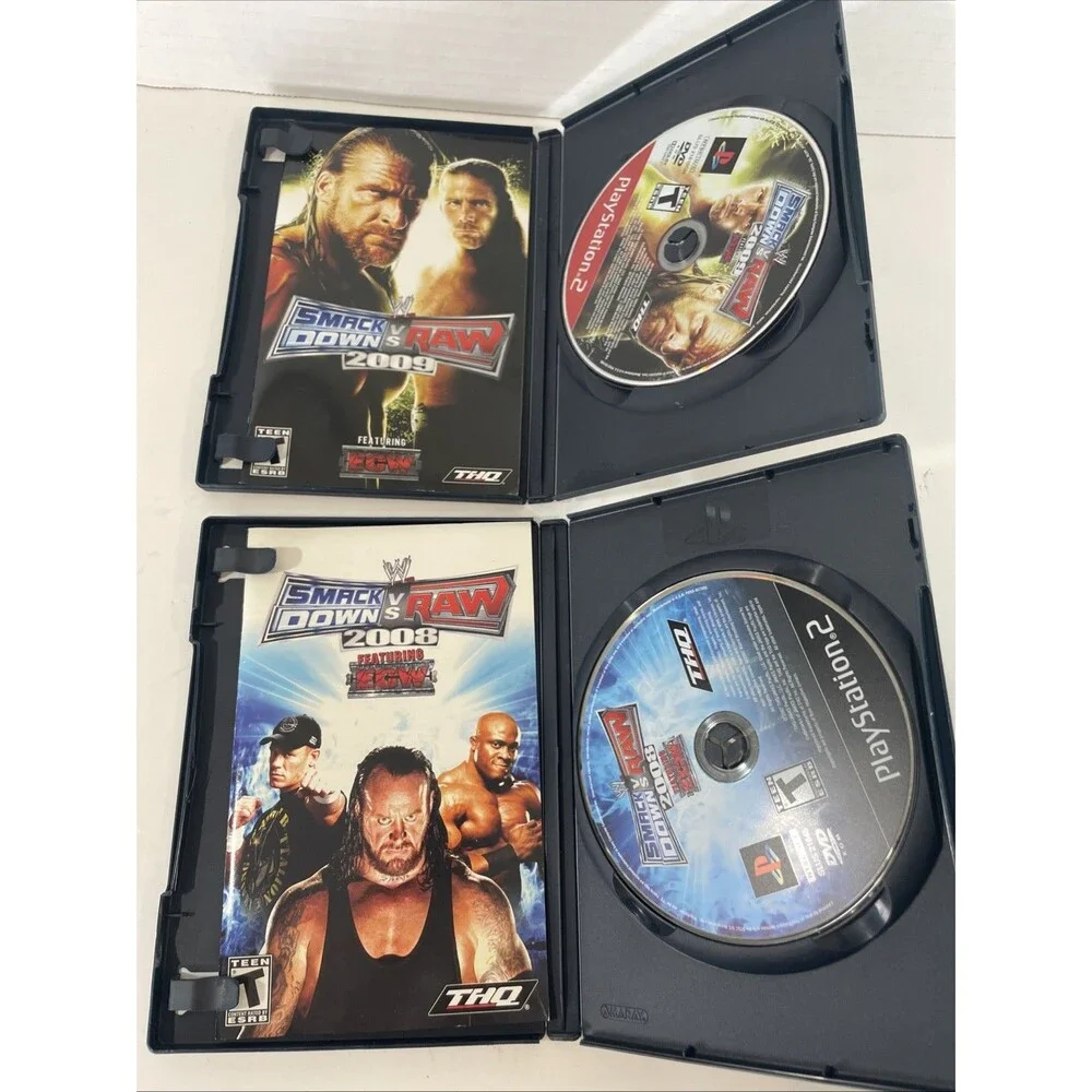 WWE SmackDown vs. Raw 2008 & 2009 PS2 Game Lot CIB